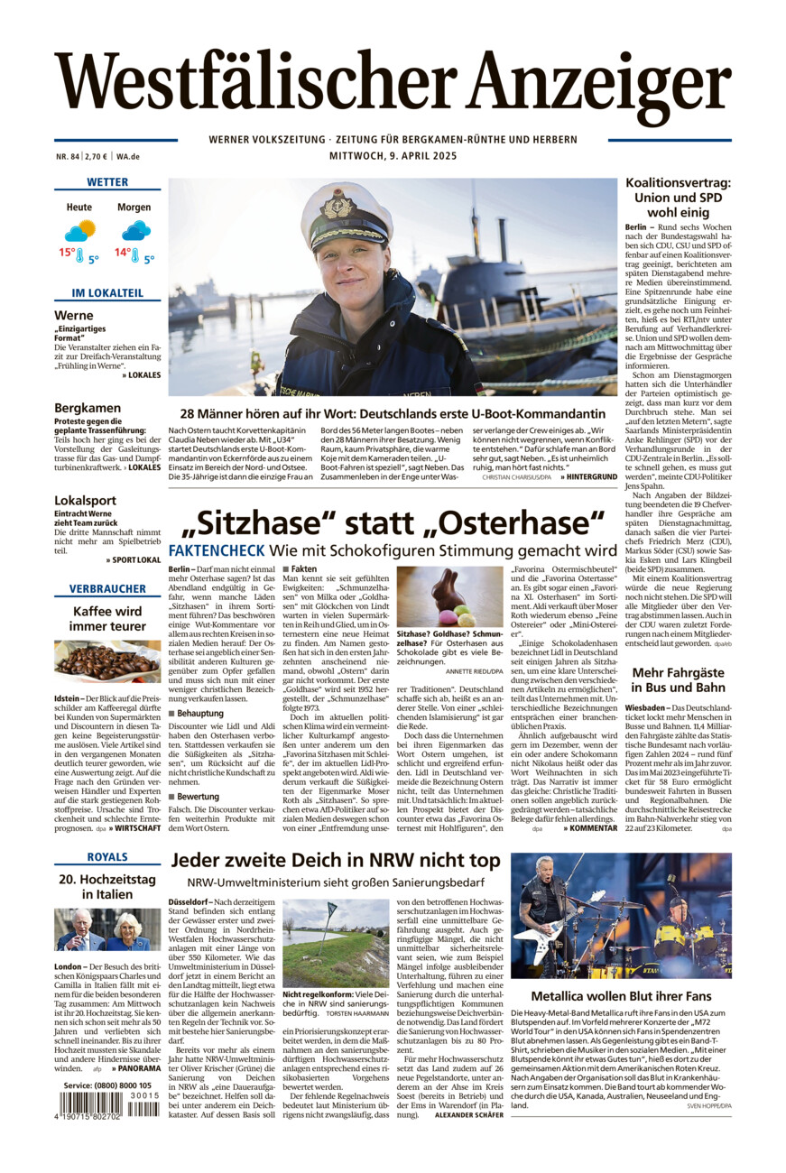 Westfälischer Anzeiger Werne vom Mittwoch, 09.04.2025