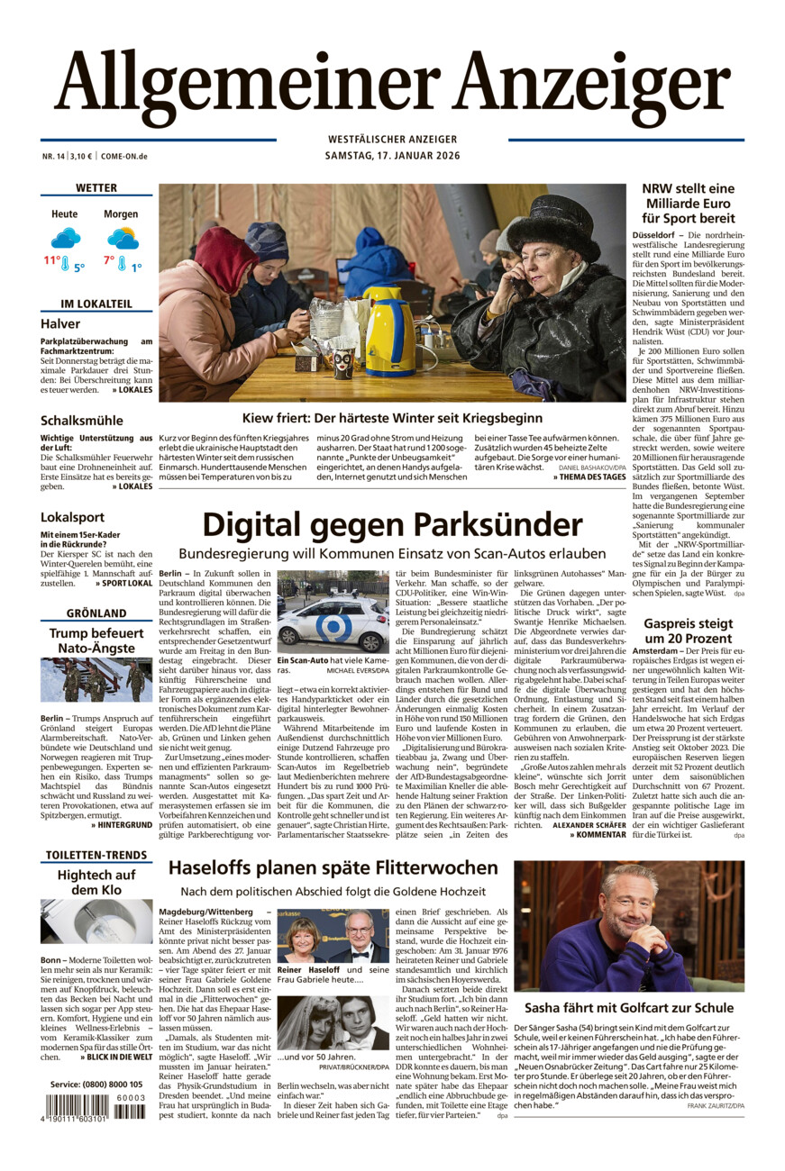 Allgemeiner Anzeiger vom Samstag, 17.01.2026