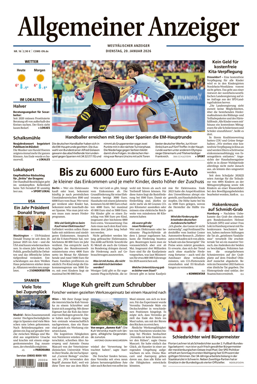 Allgemeiner Anzeiger vom Dienstag, 20.01.2026