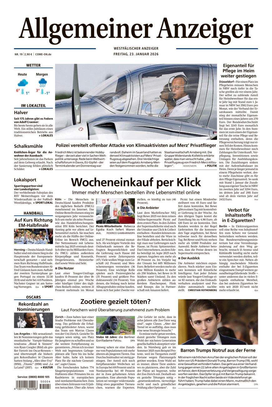 Allgemeiner Anzeiger vom Freitag, 23.01.2026