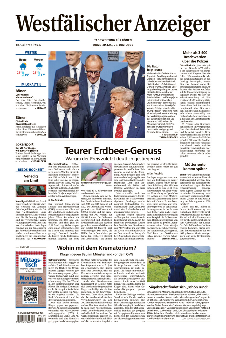 Westfälischer Anzeiger Bönen vom Donnerstag, 26.06.2025