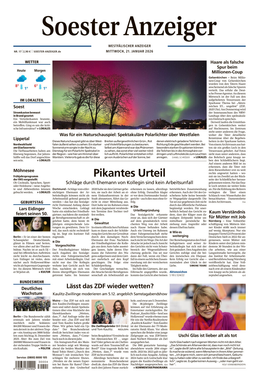 Soester Anzeiger vom Mittwoch, 21.01.2026
