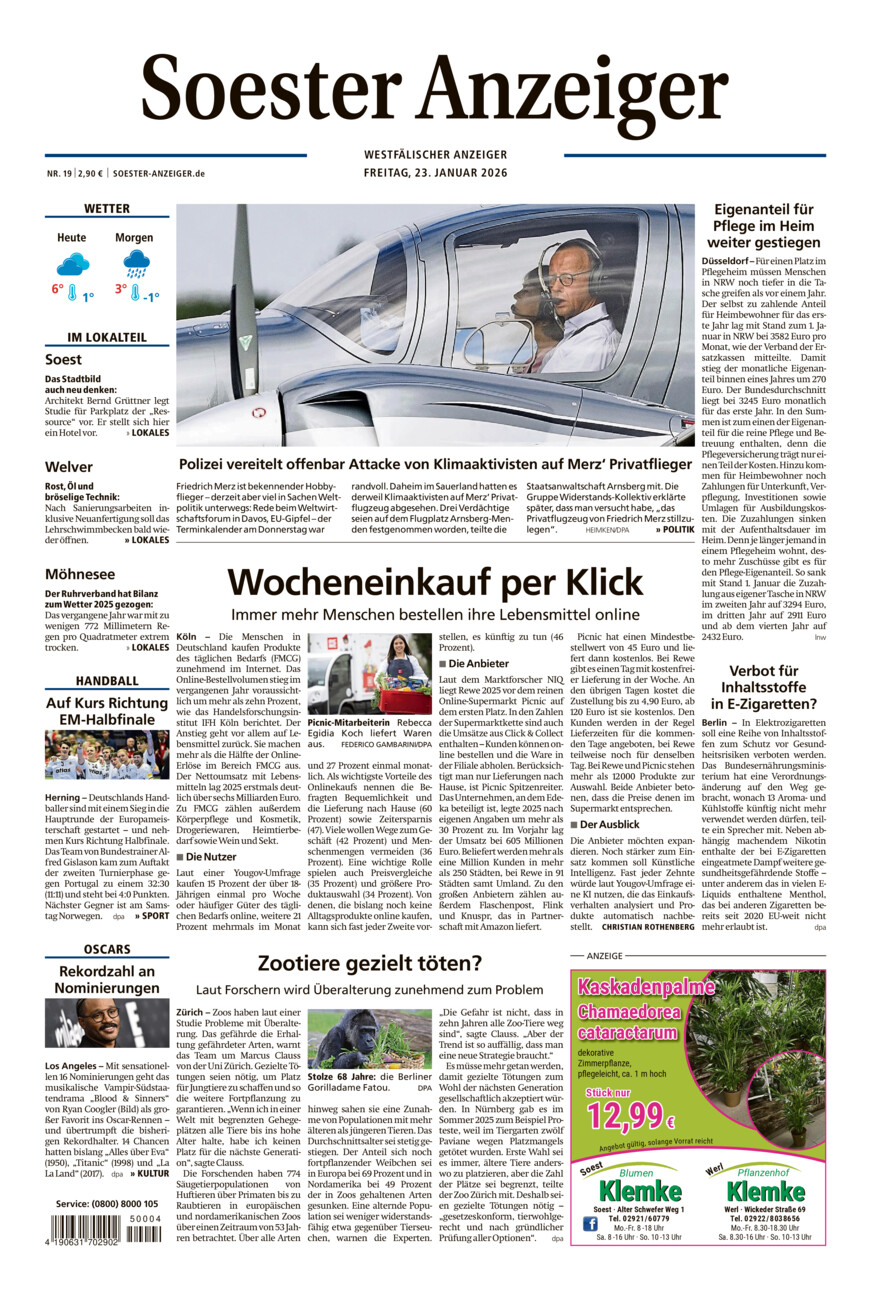 Soester Anzeiger vom Freitag, 23.01.2026