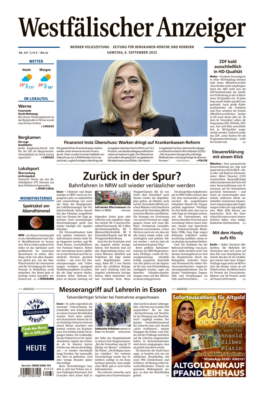 Westfälischer Anzeiger Werne vom Samstag, 06.09.2025