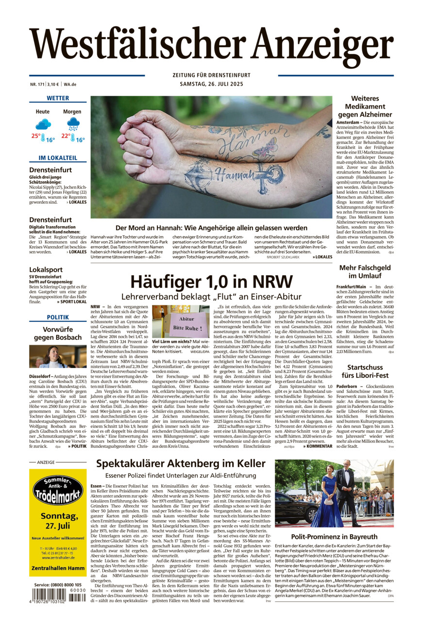 Westfälischer Anzeiger Drensteinfurt vom Samstag, 26.07.2025