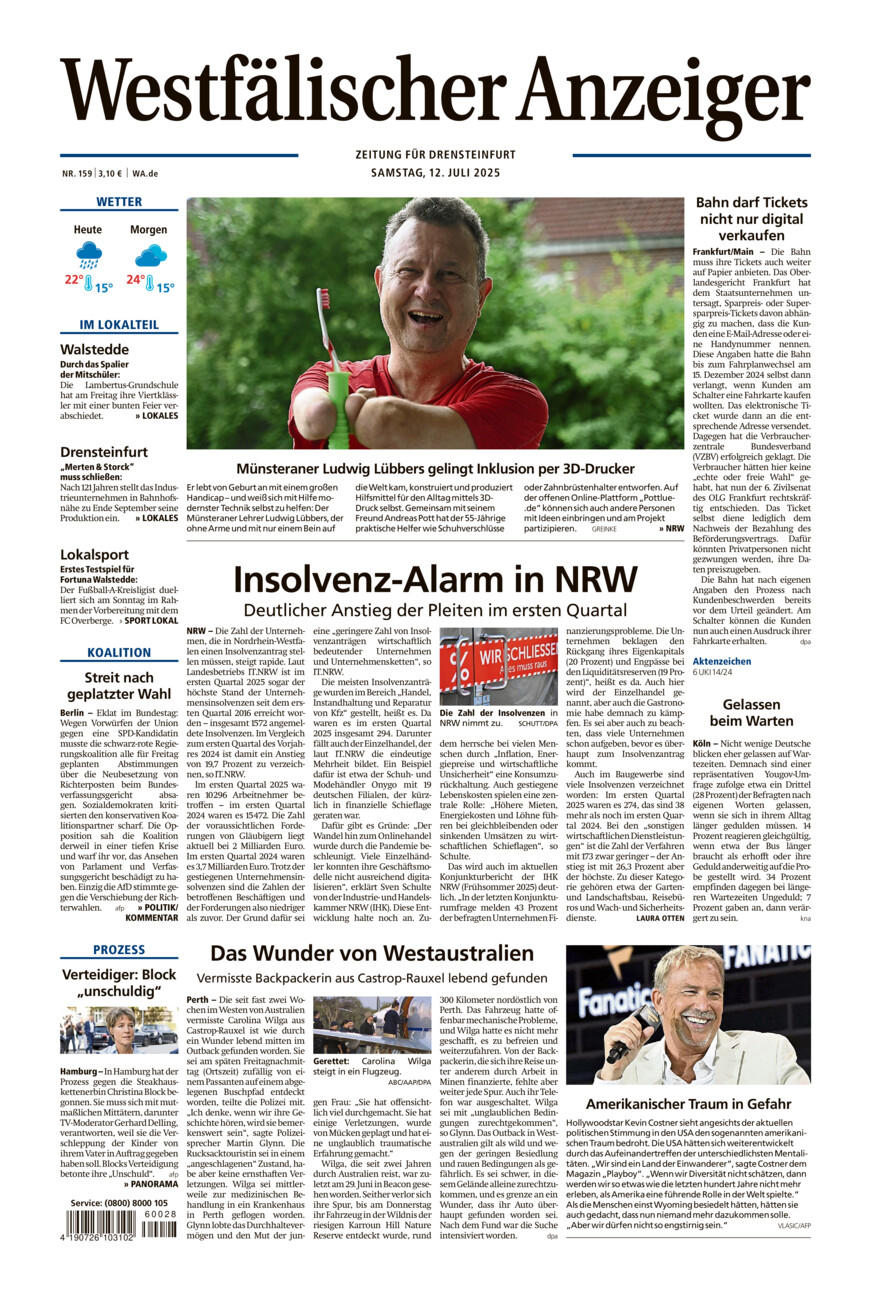 Westfälischer Anzeiger Drensteinfurt vom Samstag, 12.07.2025