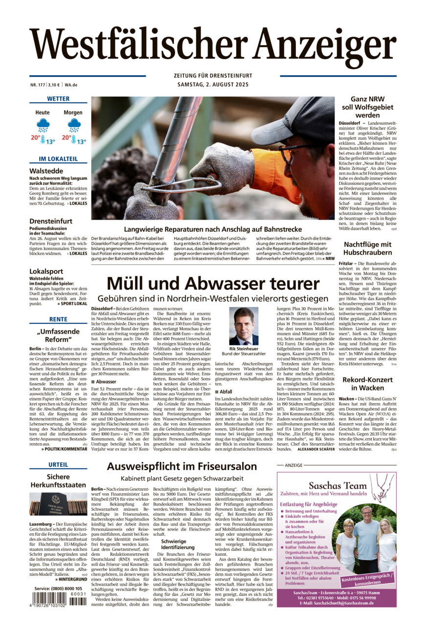Westfälischer Anzeiger Drensteinfurt vom Samstag, 02.08.2025