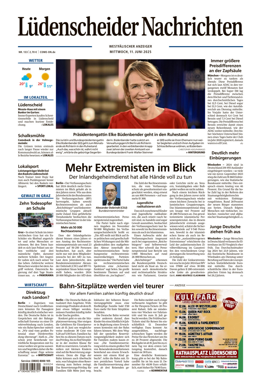 Lüdenscheider Nachrichten vom Mittwoch, 11.06.2025