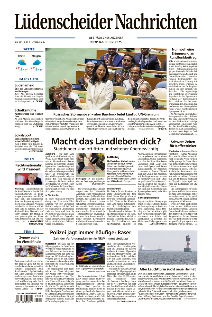 Lüdenscheider Nachrichten vom Dienstag, 03.06.2025