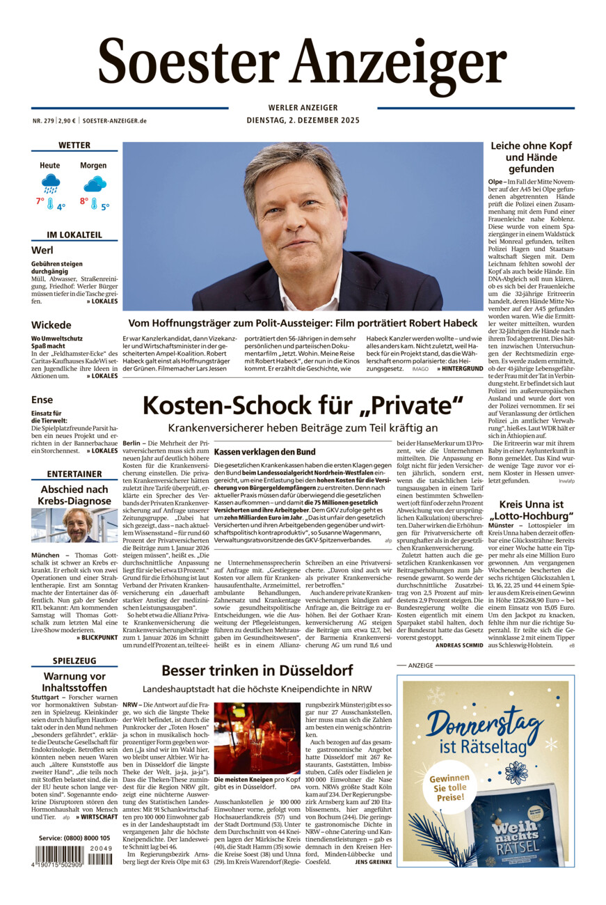 Soester Anzeiger Werl vom Dienstag, 02.12.2025