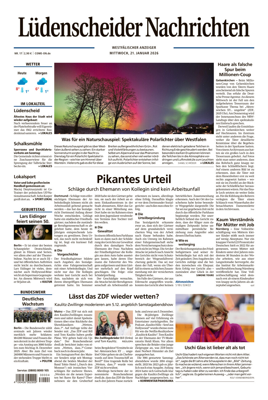 Lüdenscheider Nachrichten vom Mittwoch, 21.01.2026