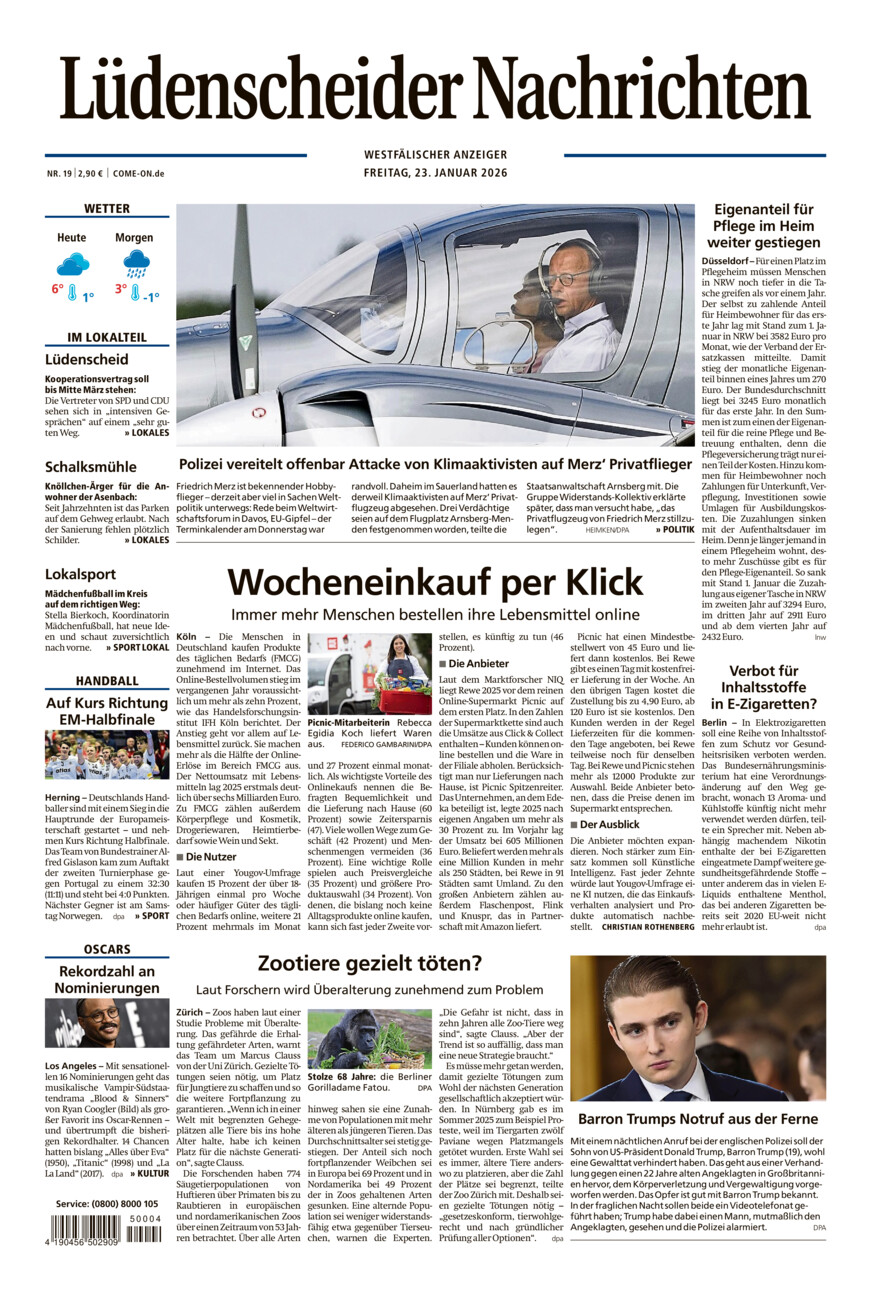 Lüdenscheider Nachrichten vom Freitag, 23.01.2026