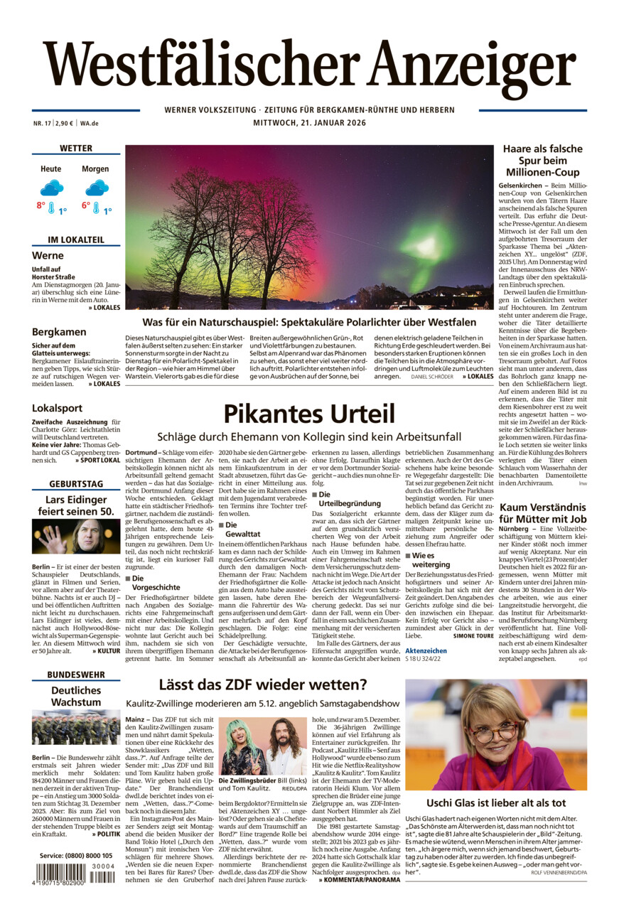 Westfälischer Anzeiger Werne vom Mittwoch, 21.01.2026