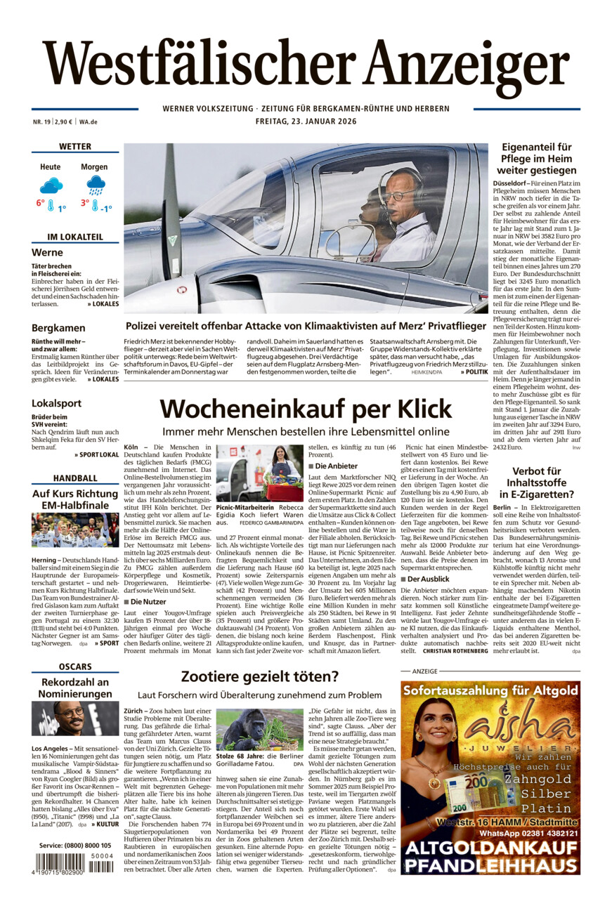 Westfälischer Anzeiger Werne vom Freitag, 23.01.2026