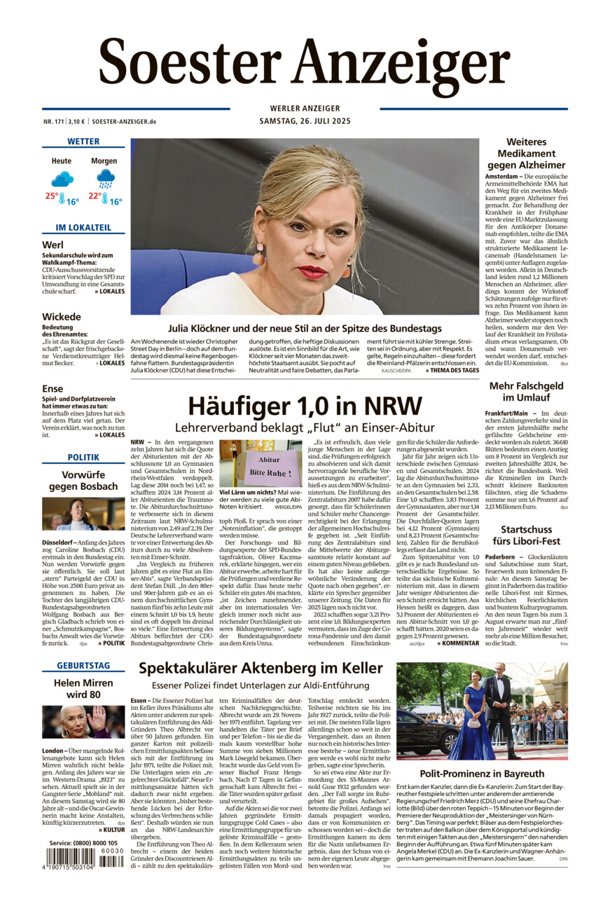 Soester Anzeiger Werl vom Samstag, 26.07.2025