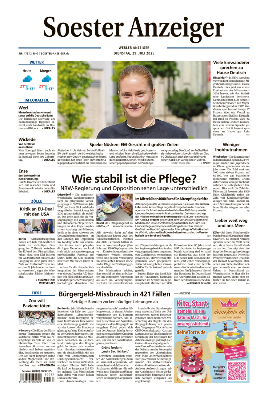 Soester Anzeiger Werl vom Dienstag, 29.07.2025