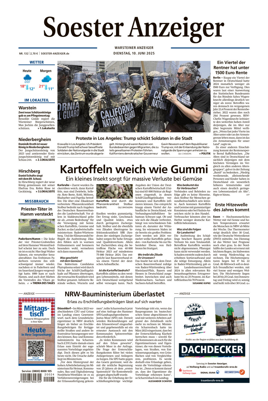 Soester Anzeiger Warstein vom Dienstag, 10.06.2025