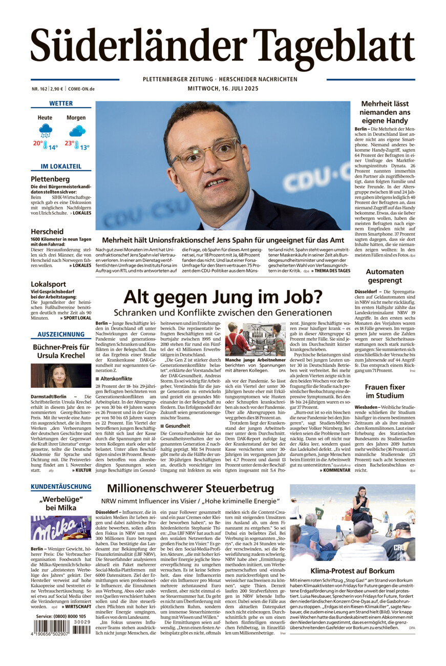 Süderländer Tageblatt vom Mittwoch, 16.07.2025