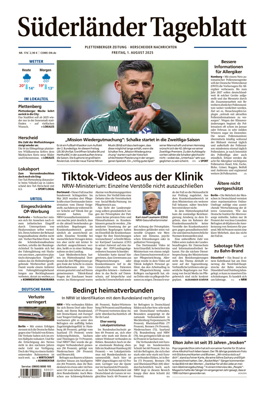 Süderländer Tageblatt vom Freitag, 01.08.2025