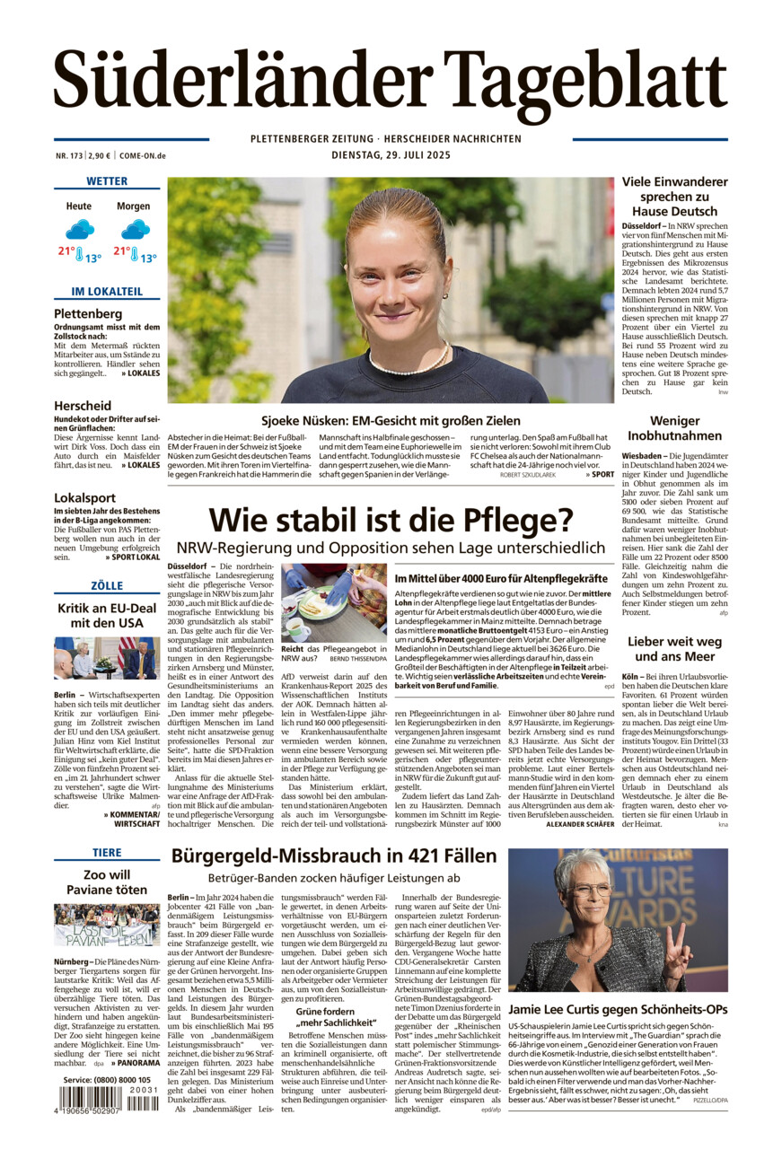 Süderländer Tageblatt vom Dienstag, 29.07.2025