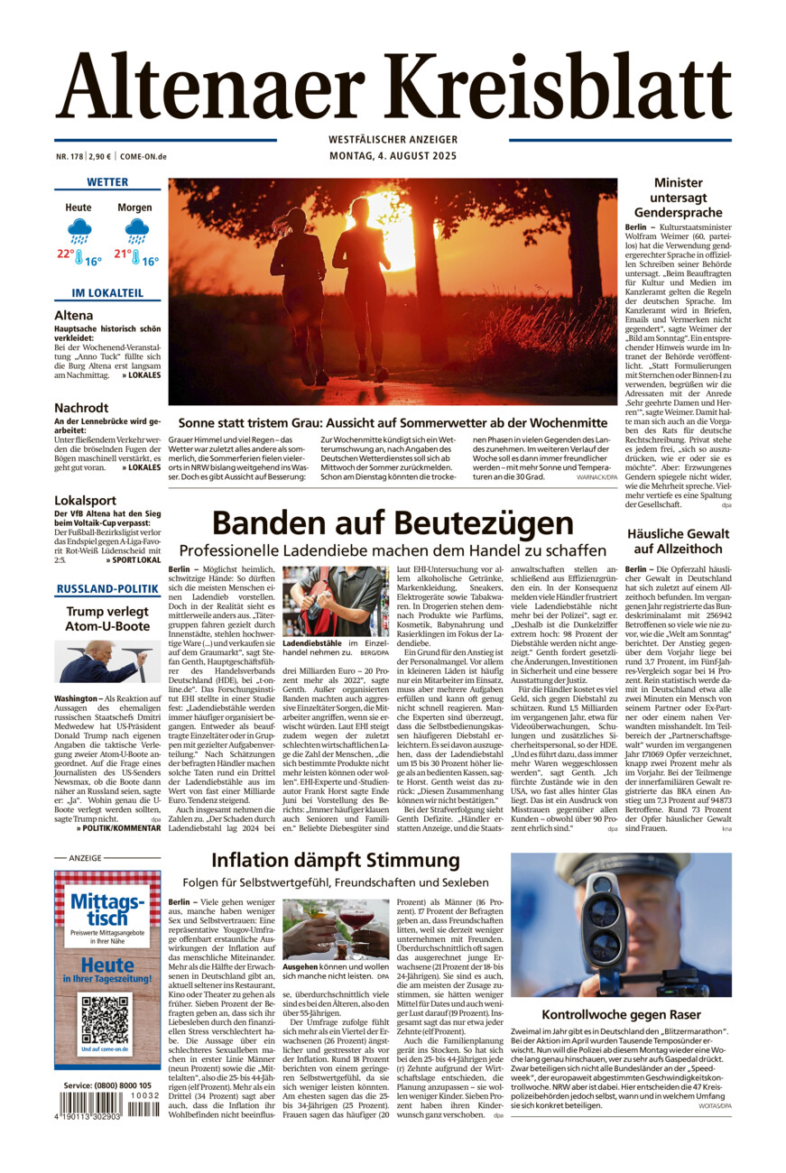 Altenaer Kreisblatt vom Montag, 04.08.2025